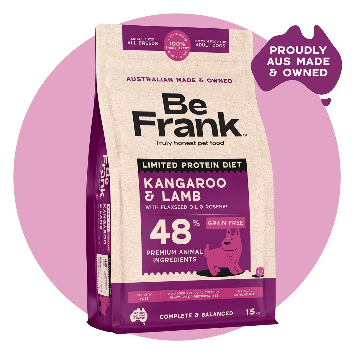 Be Frank Limited Protein Grain Free Kangaroo & Lamb Dry Dog Food