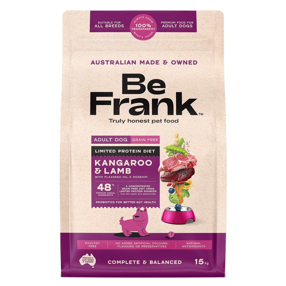 Be Frank Limited Protein Grain Free Kangaroo & Lamb Dry Dog Food