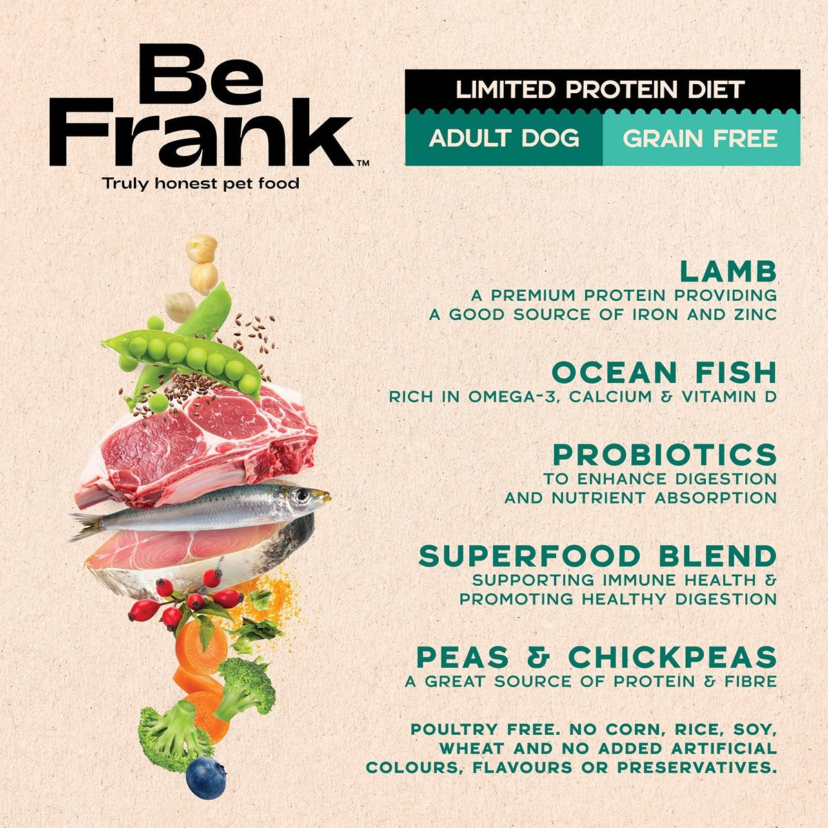 Be Frank Limited Protein Grain Free Surf & Turf Dry Dog Food