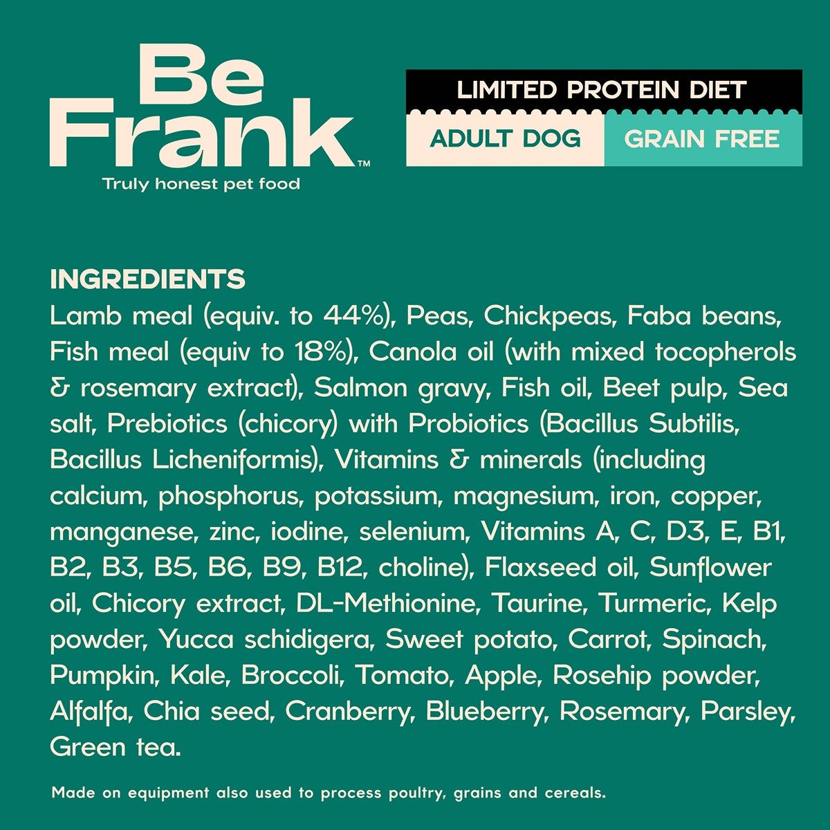 Be Frank Limited Protein Grain Free Surf & Turf Dry Dog Food