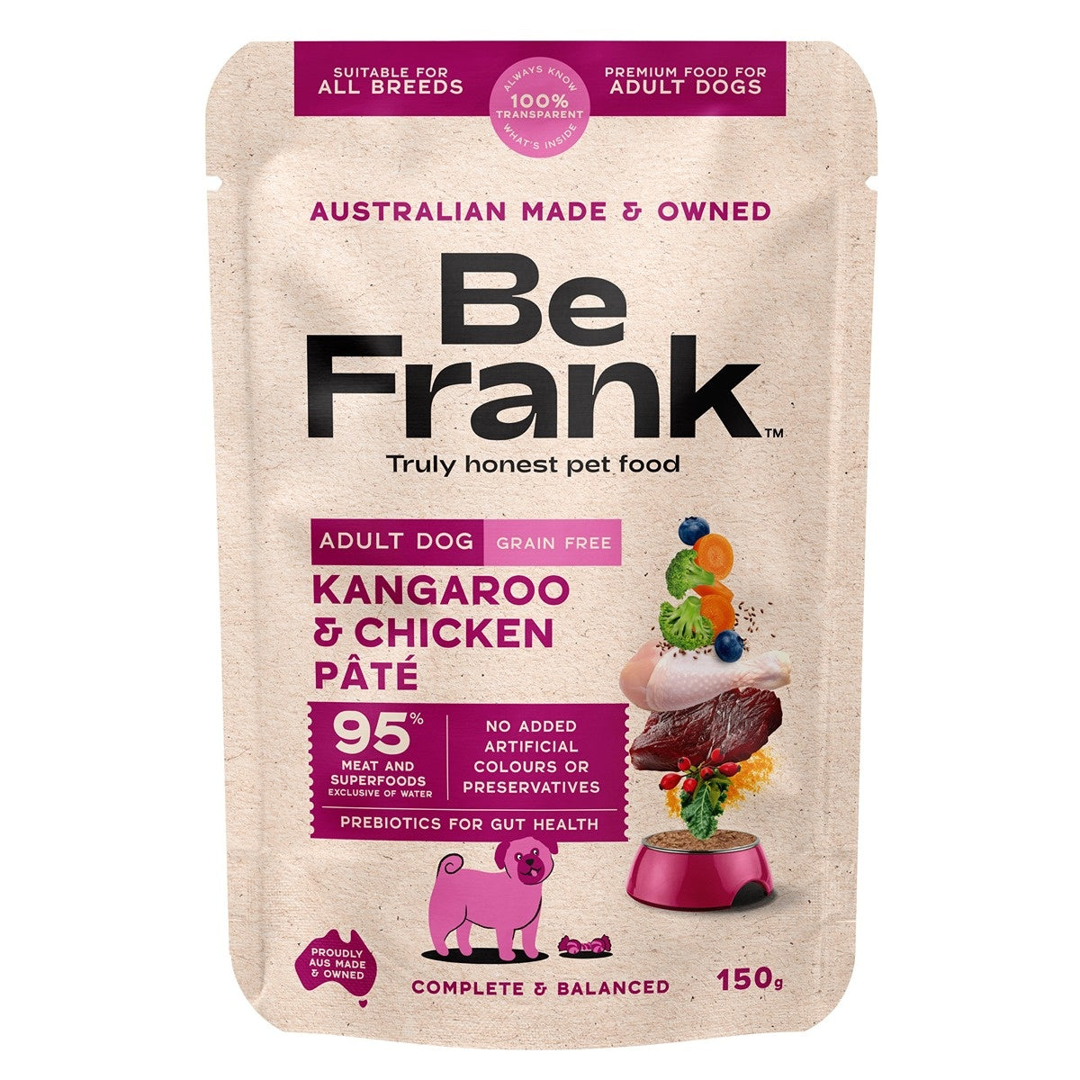 Be Frank Adult Kangaroo & Chicken Pate Wet Dog Food