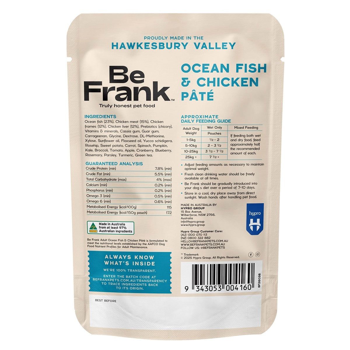 Be Frank Adult Ocean Fish & Chicken Pate Wet Dog Food