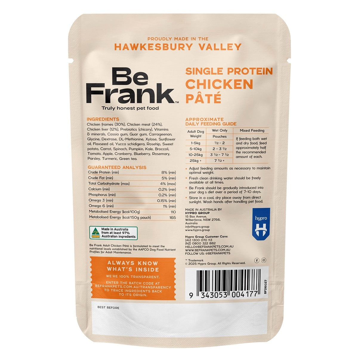 Be Frank Adult Chicken Pate Wet Dog Food
