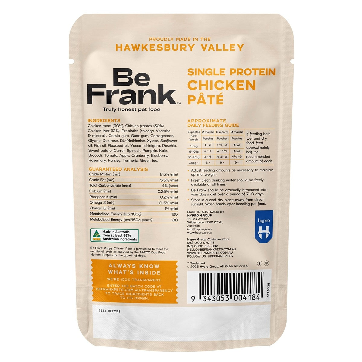 Be Frank Chicken Pate Wet Puppy Food