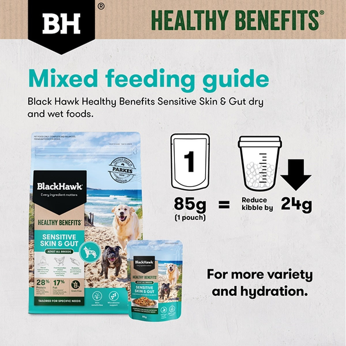 Black Hawk Healthy Benefits Sensitive Skin & Gut Wet Dog Food