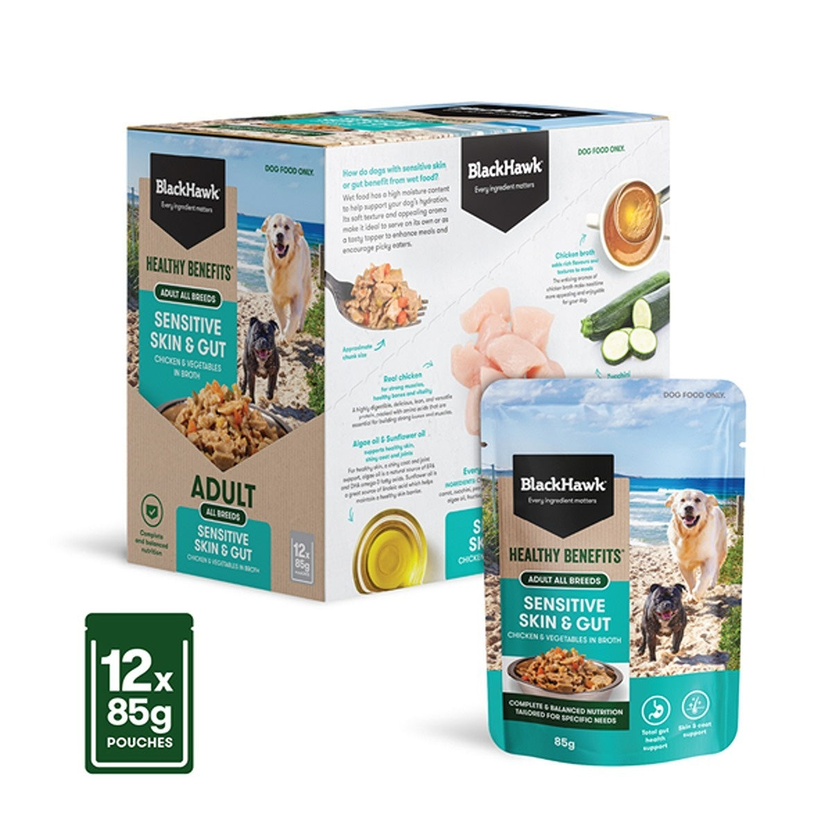 Black Hawk Healthy Benefits Sensitive Skin & Gut Wet Dog Food