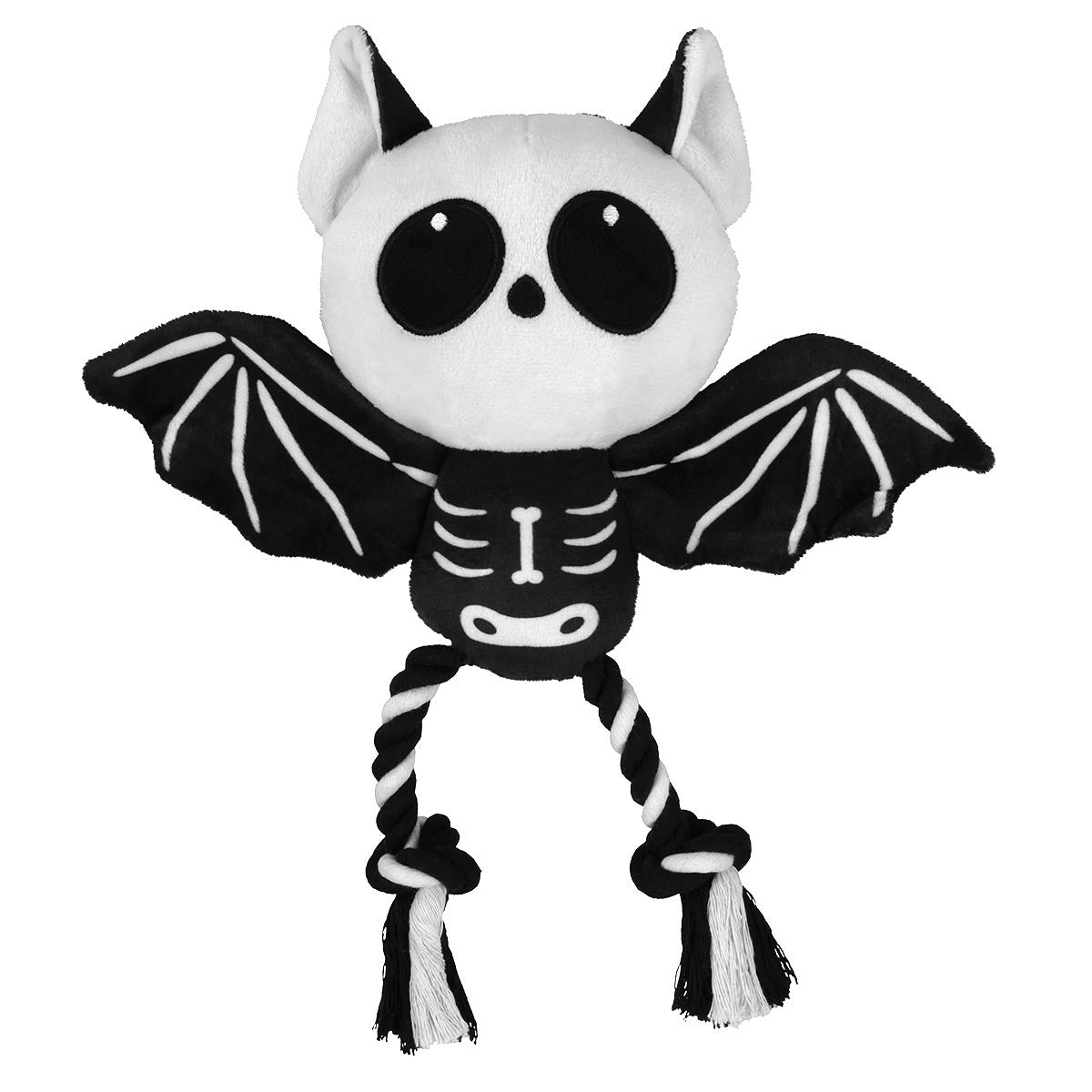 Spooky Skeleton Bat Plush & Rope Dog Toy