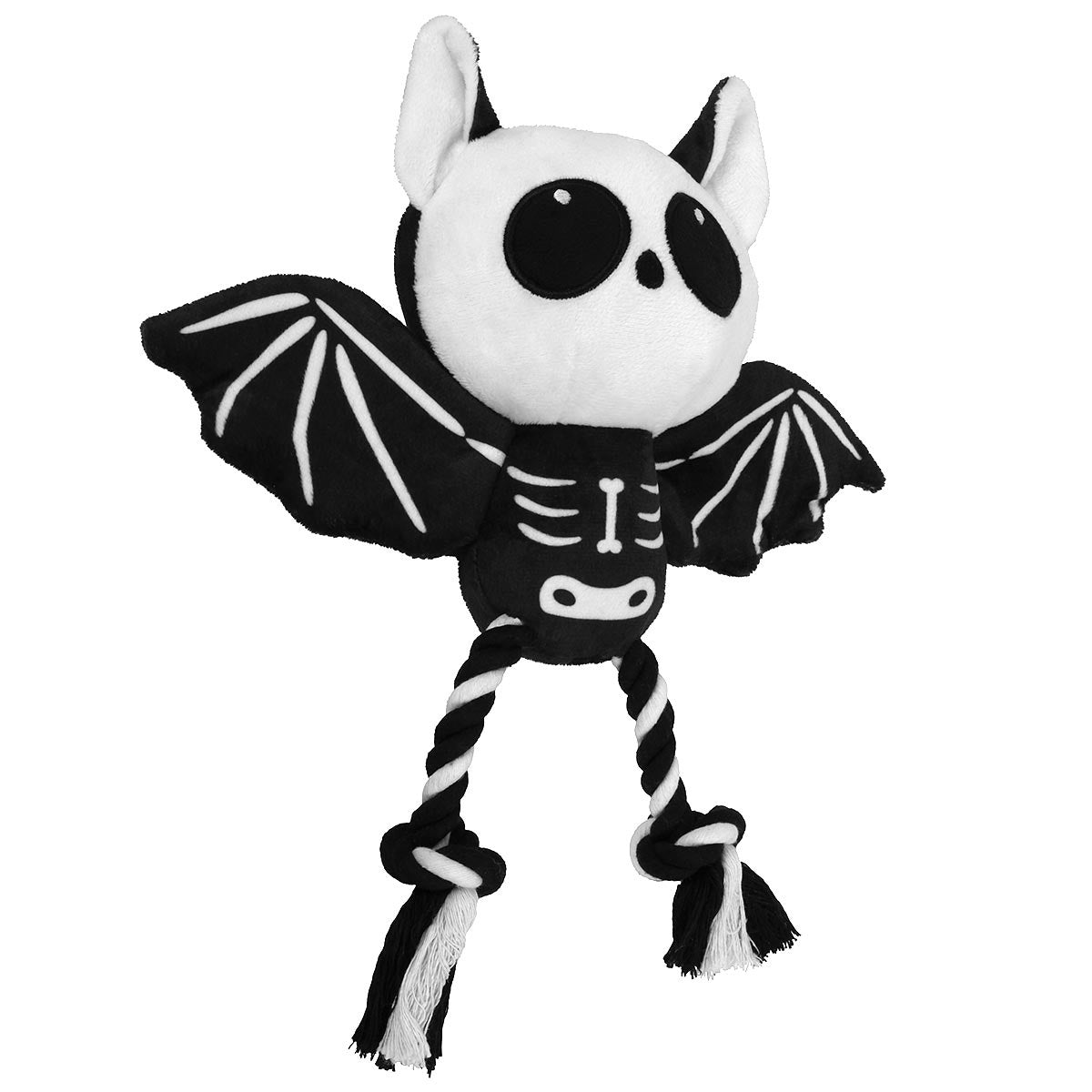 Spooky Skeleton Bat Plush & Rope Dog Toy