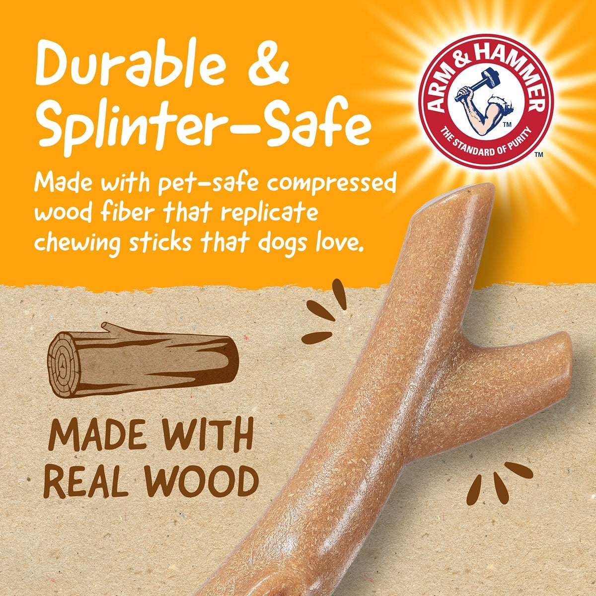 Arm & Hammer Barkies Tree Bark Dog Toy