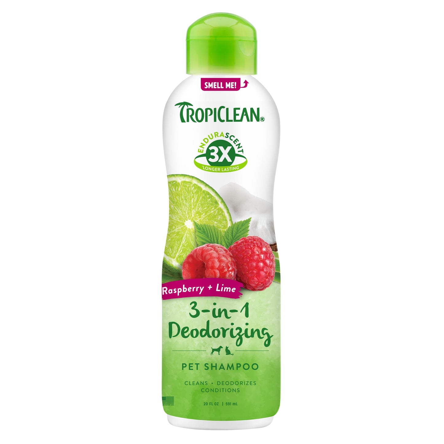 TropiClean EnduraScent Deodorizing Pet Shampoo - Raspberry Lime