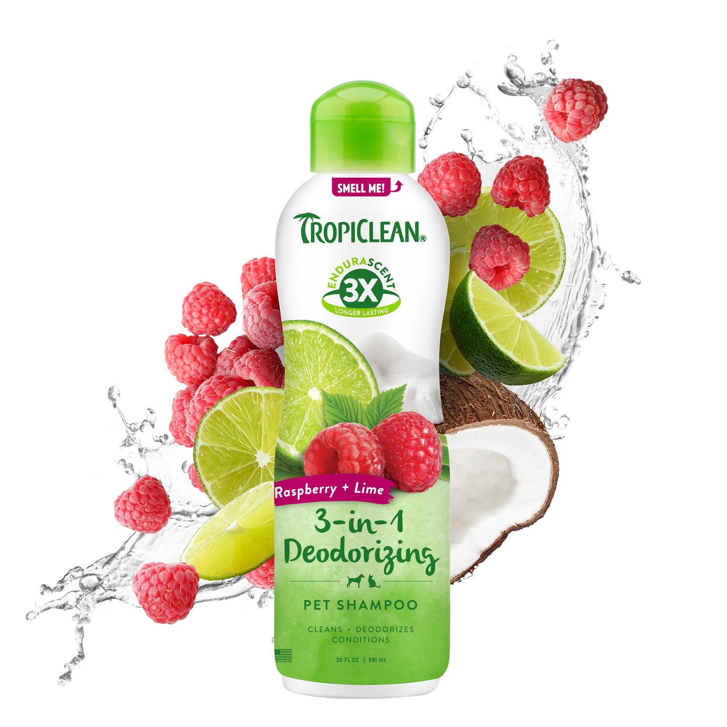 TropiClean EnduraScent Deodorizing Pet Shampoo - Raspberry Lime