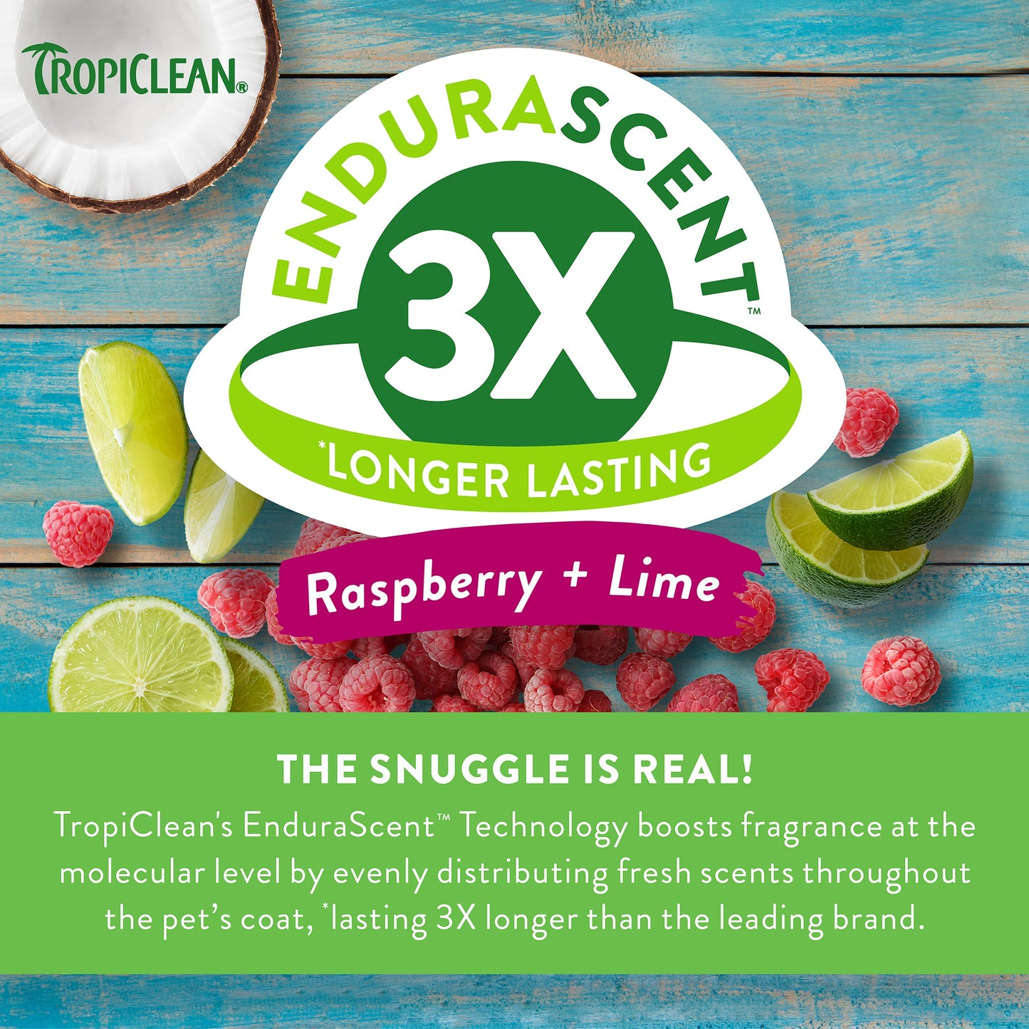 TropiClean EnduraScent Deodorizing Pet Shampoo - Raspberry Lime