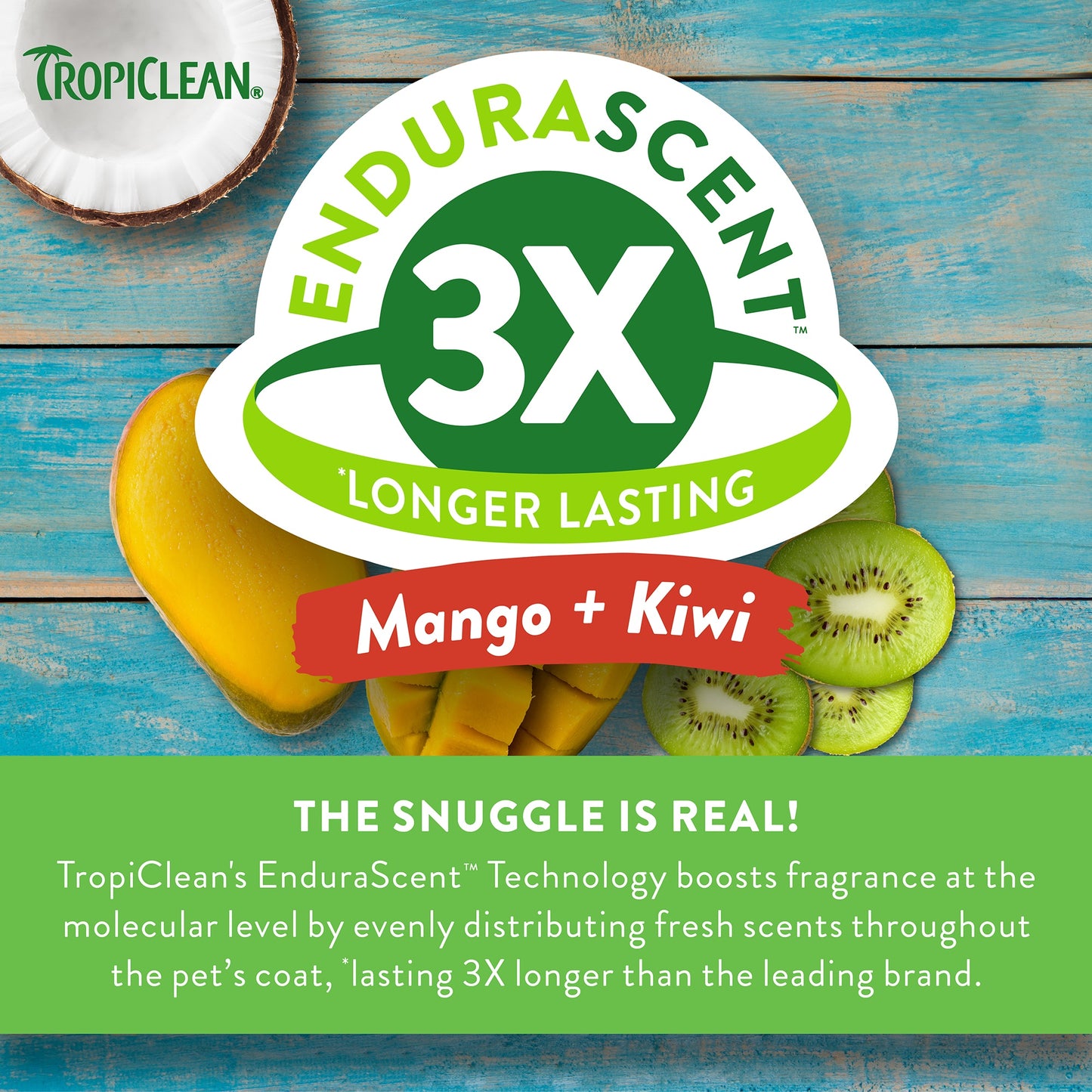 TropiClean EnduraScent Shed Control Shampoo - Mango Kiwifruit