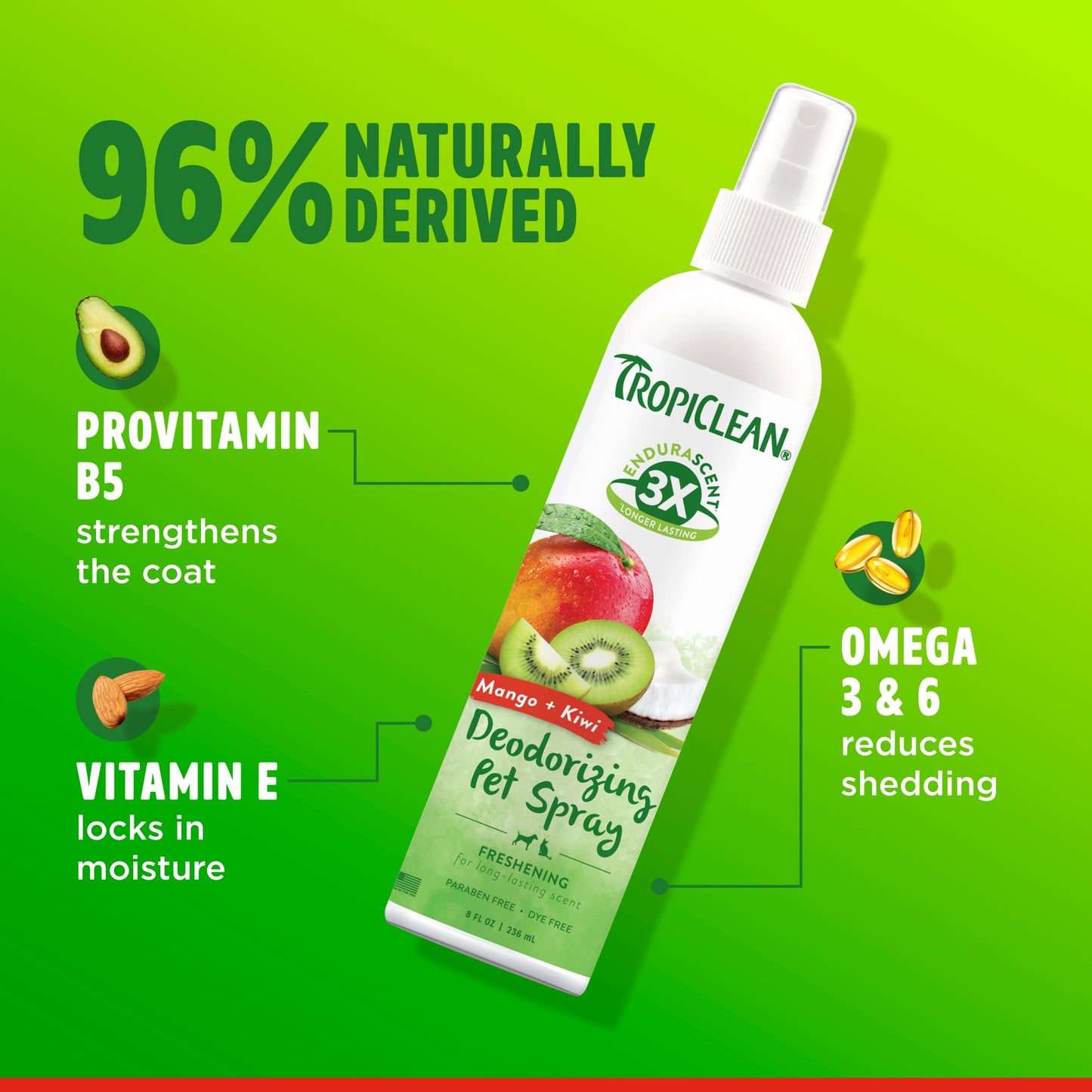 TropiClean EnduraScent Deodorising Pet Spray - Mango Kiwifruit