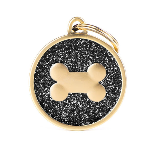My Family Shine Gold Cirle Bone Pet ID Tag