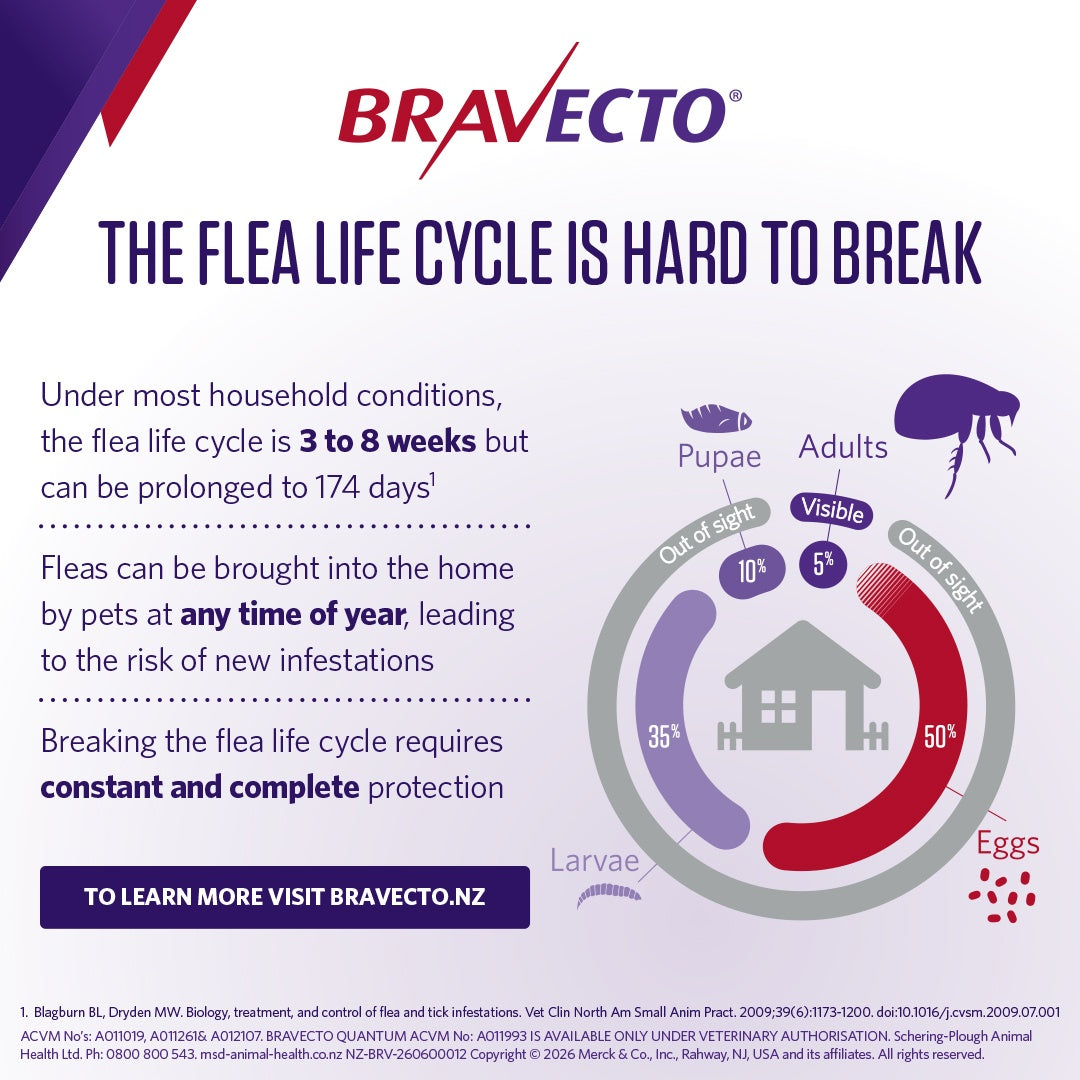 Bravecto 1 Month Triple Extra Extra Small 1.27-2.5kg Dog Flea, Tick & Worm Chew