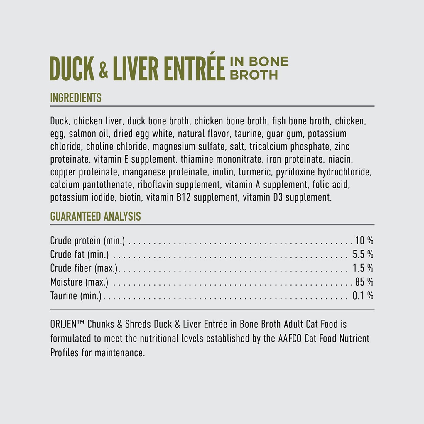 ORIJEN Duck & Liver Entrée in Bone Broth Adult Cat Wet Food