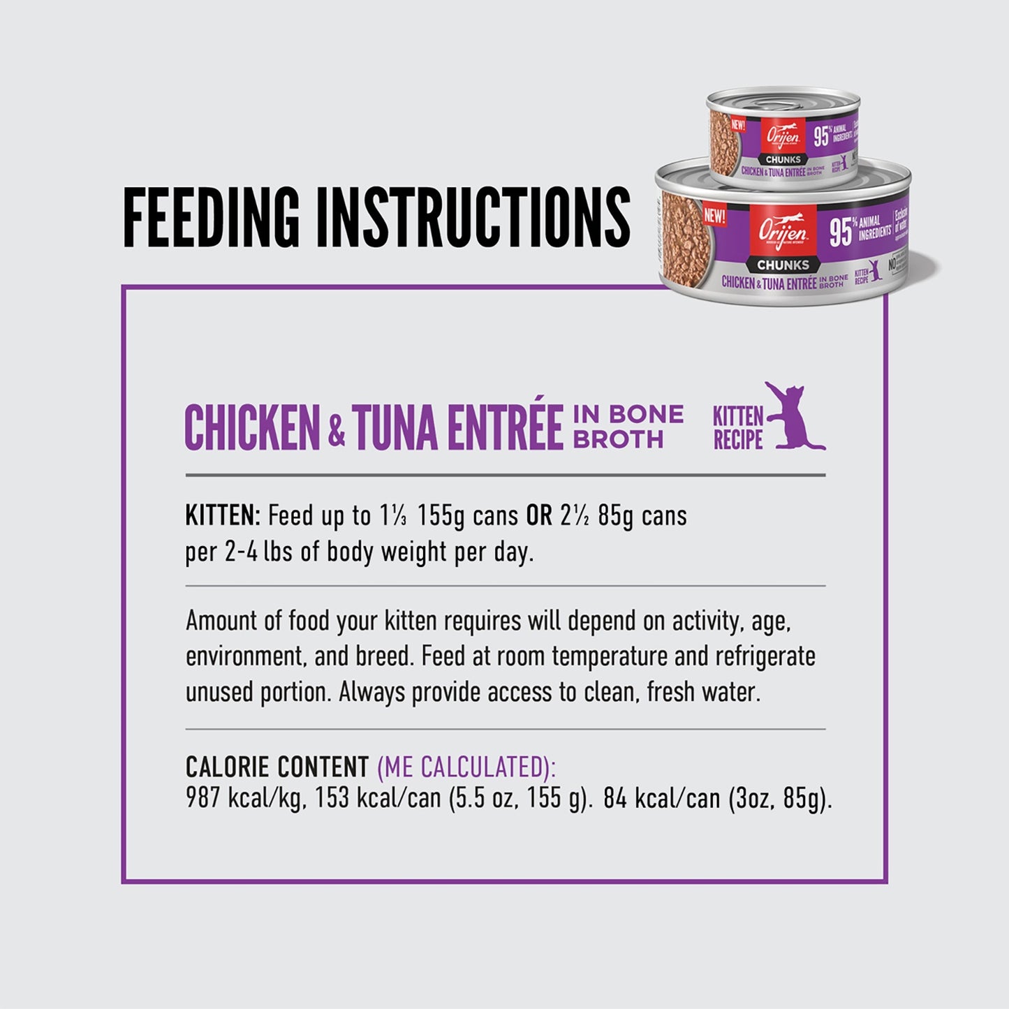 ORIJEN Chicken & Tuna Entrée in Bone Broth Kitten Wet Food
