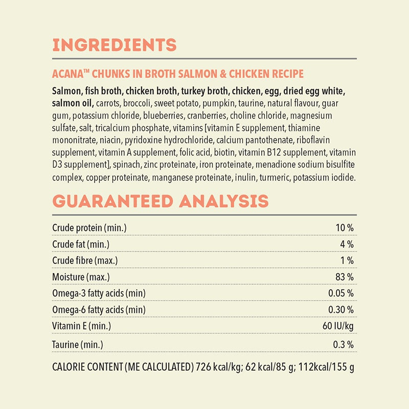 ACANA Salmon & Chicken Chunks in Broth Adult Cat Wet Food