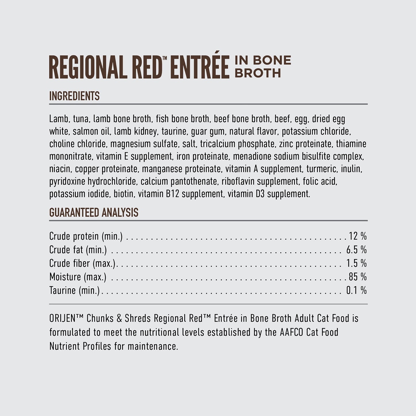 ORIJEN Regional Red Entrée in Bone Broth Adult Cat Wet Food