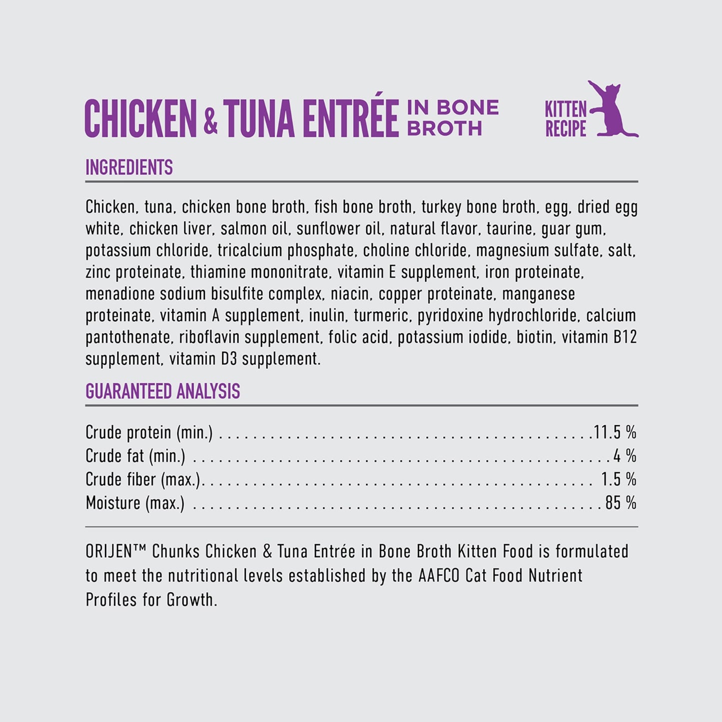 ORIJEN Chicken & Tuna Entrée in Bone Broth Kitten Wet Food