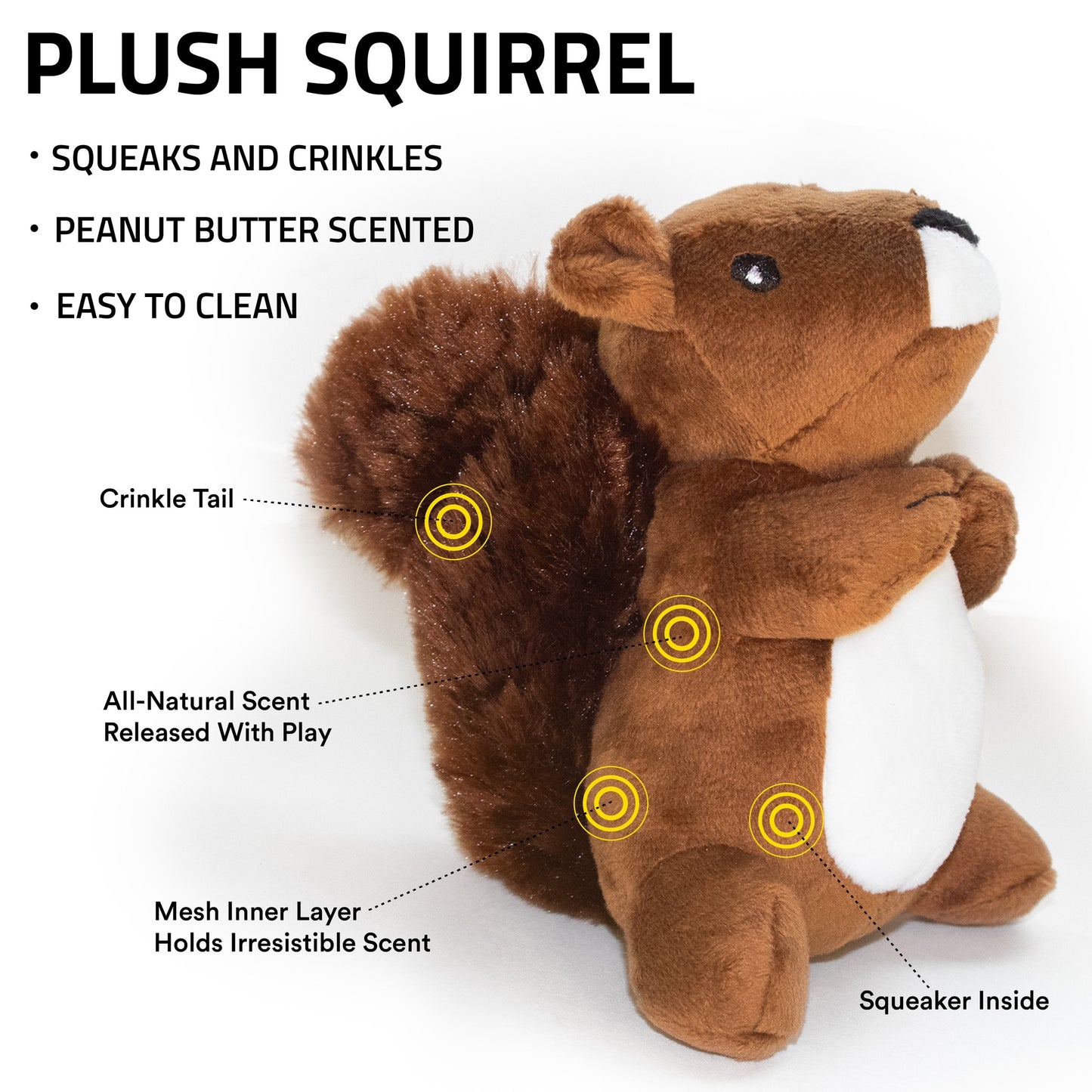 Playology Plushies Squirrel Dog Toy