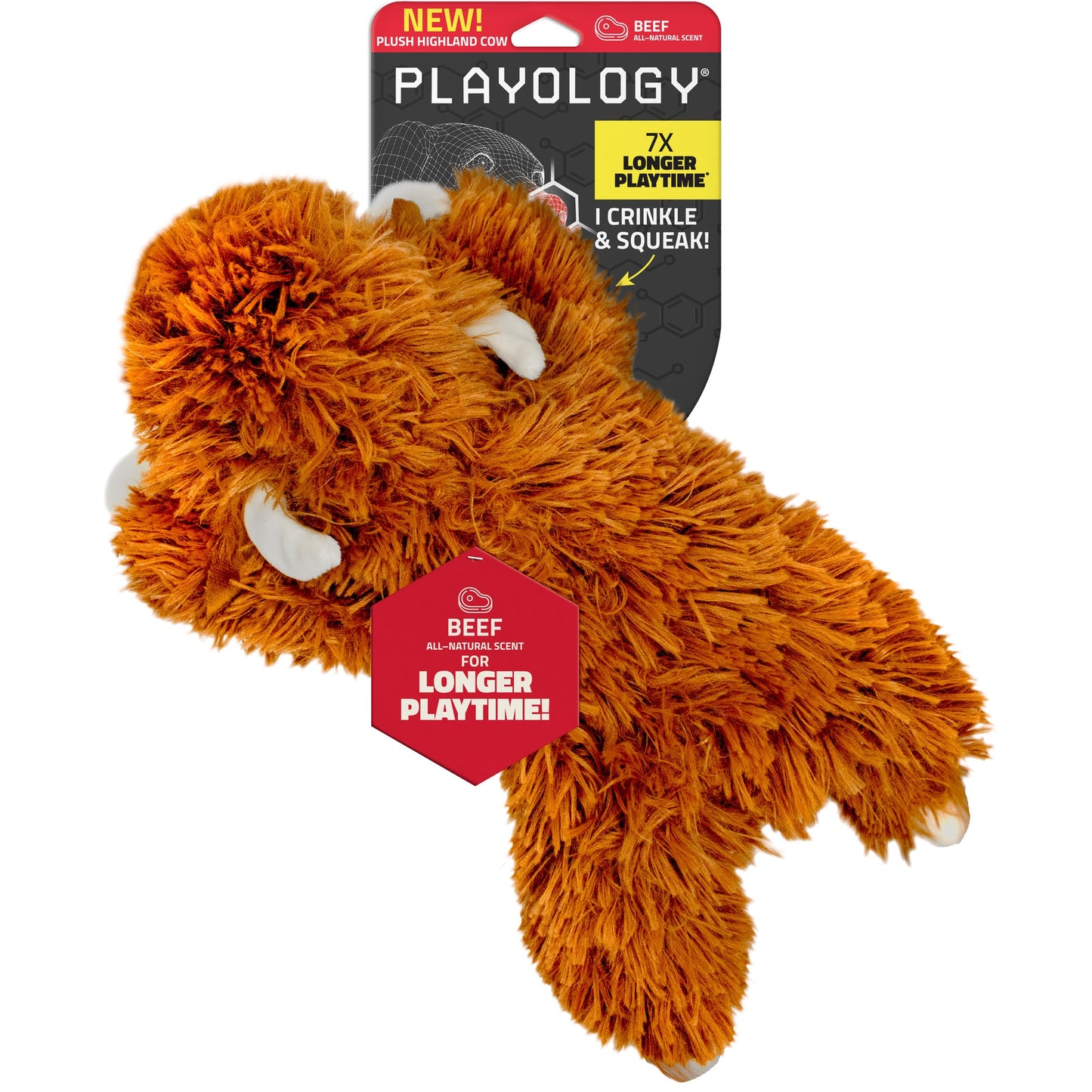 Playology Plushies Highland Cow Dog Toy