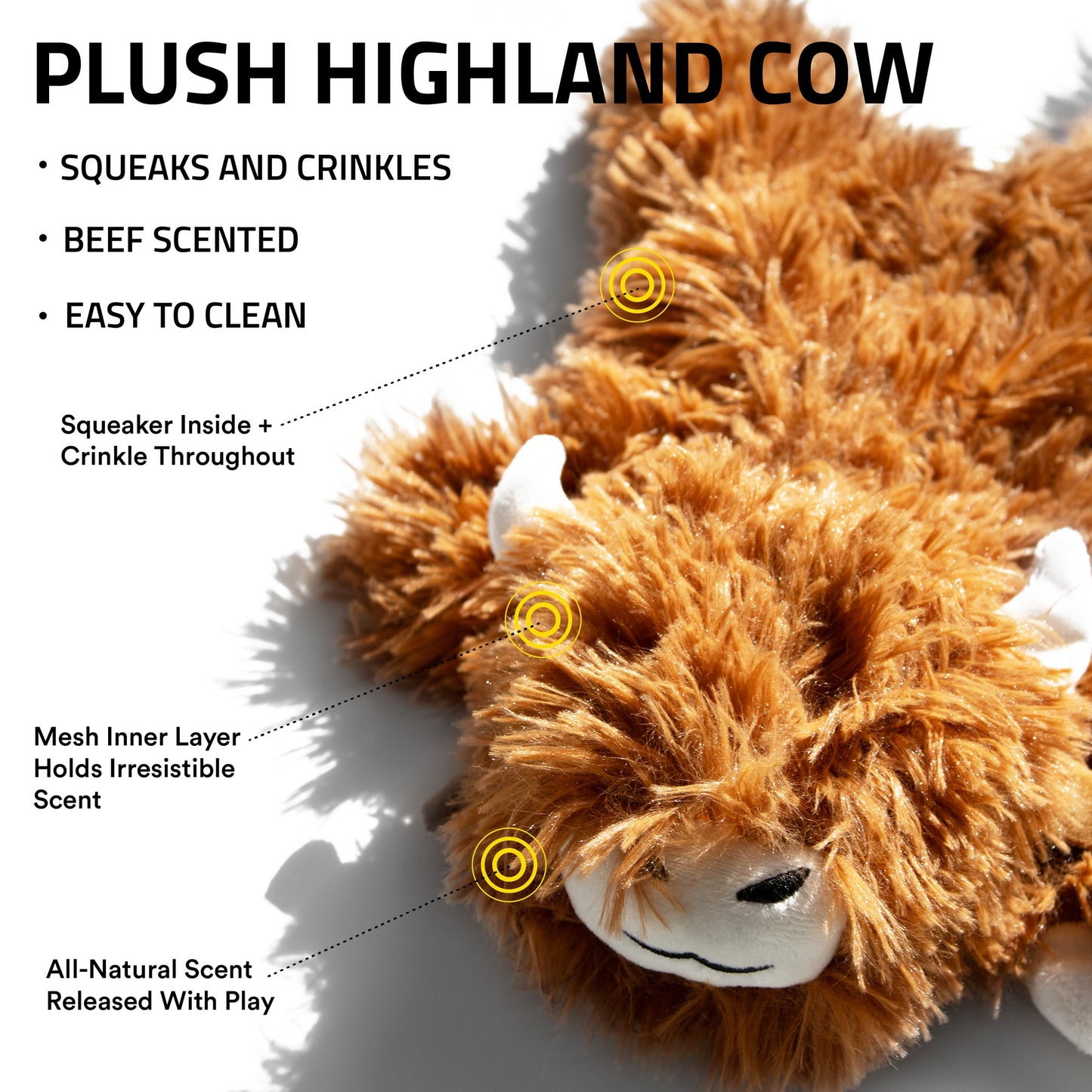 Playology Plushies Highland Cow Dog Toy