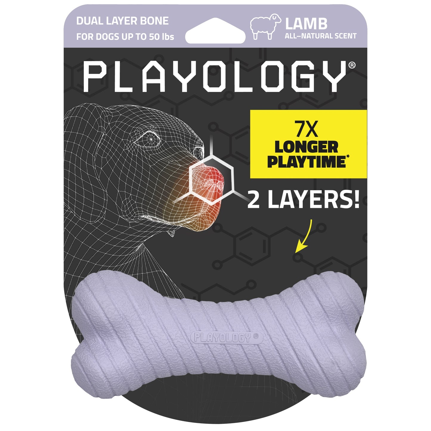 Playology Dual Layer Lamb Bone Dog Toy