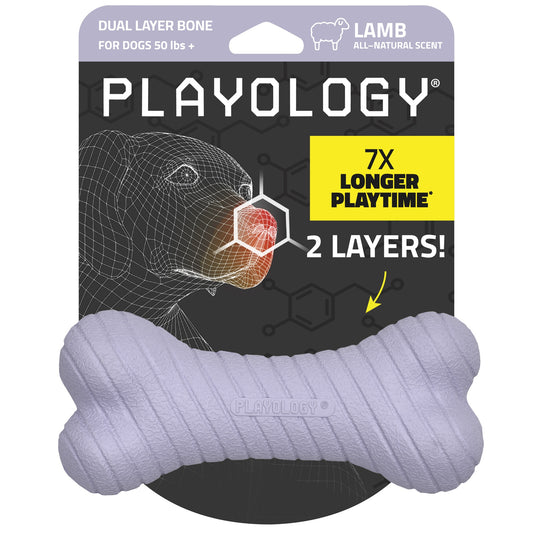 Playology Dual Layer Lamb Bone Dog Toy