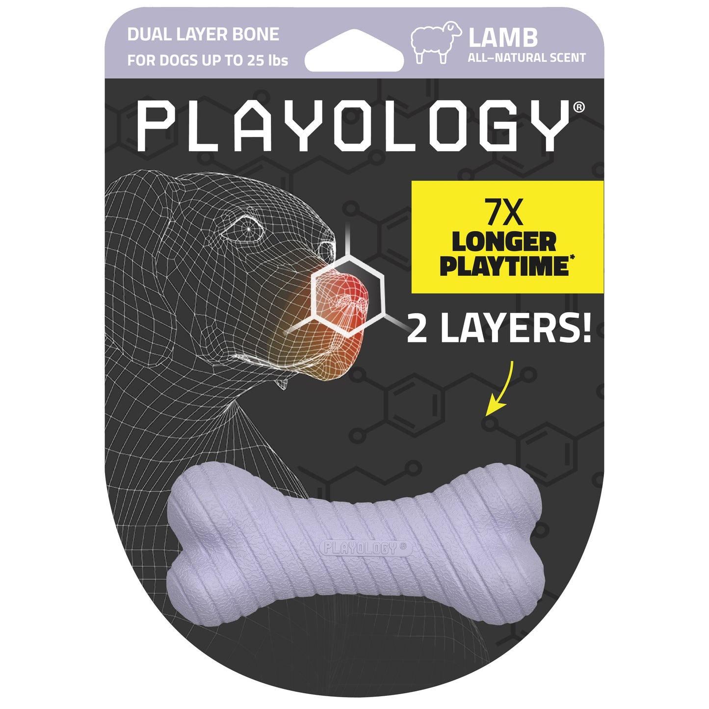 Playology Dual Layer Lamb Bone Dog Toy