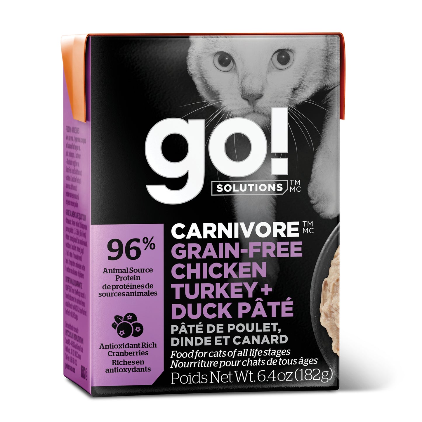 GO! Solutions CARNIVORE Grain Free Chicken, Turkey + Duck Wet Cat Food