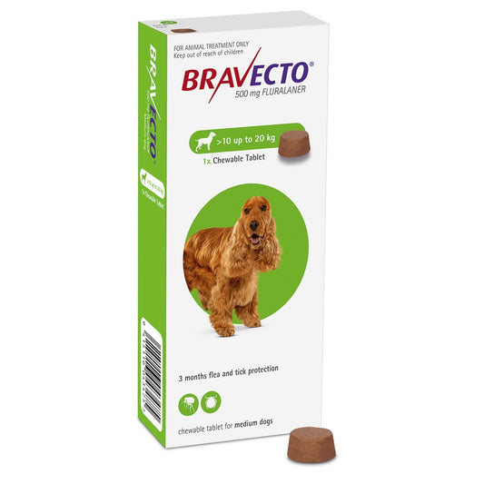 Bravecto Flea & Tick Chewable Treatment For Medium Dogs 10-20kg