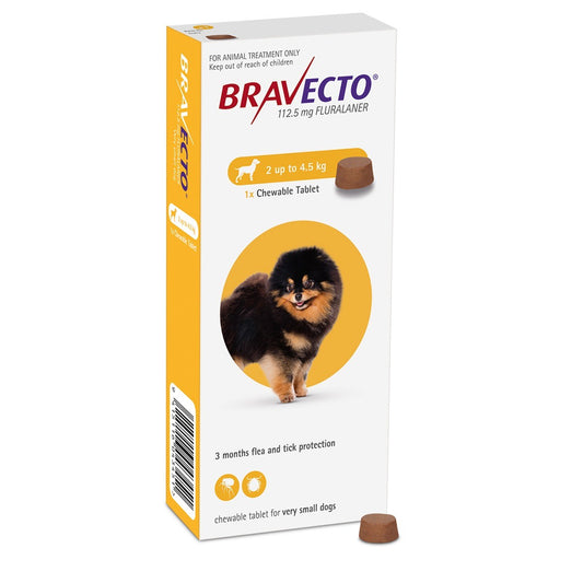 Bravecto Flea & Tick Chewable Treatment For Very Small Dogs 2-4.5kg