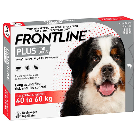 Frontline Plus Spot-On Treatment for Extra Large Dogs 40kg+