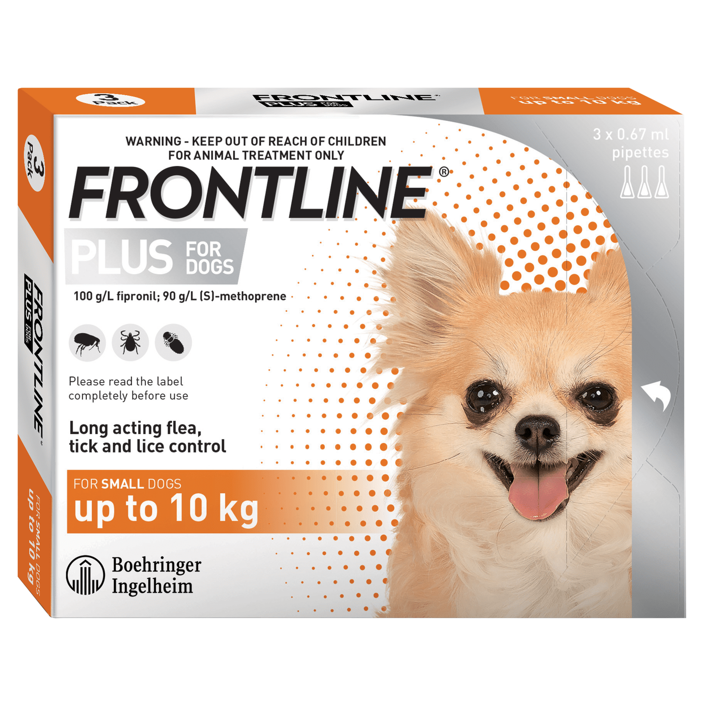 Frontline Plus Flea & Tick Spot-On Treatment for Dogs 3pk