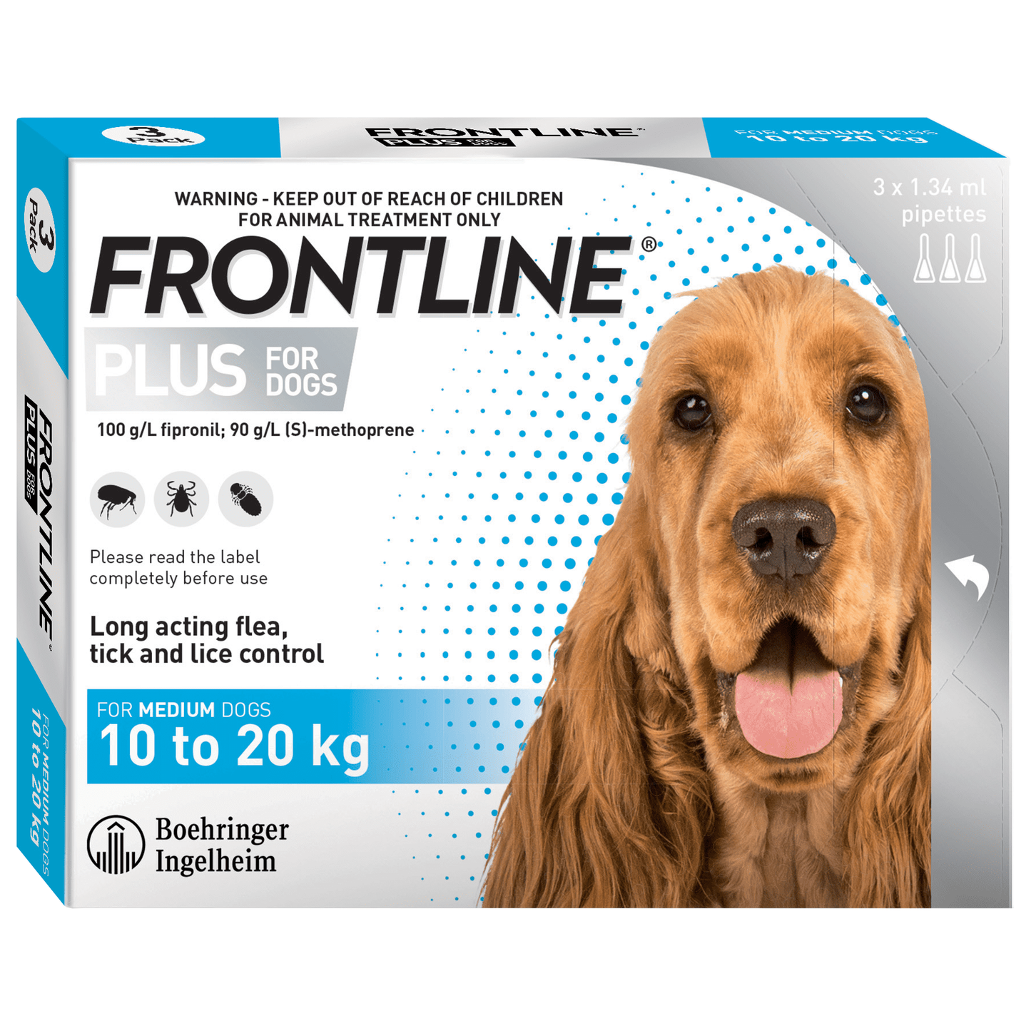 Frontline Plus Flea & Tick Spot-On Treatment for Dogs 3pk