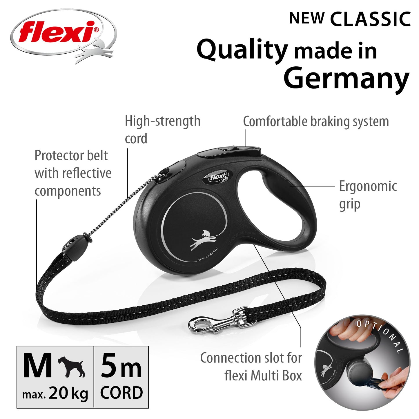 Flexi Classic Cord Retractable Leash 5m