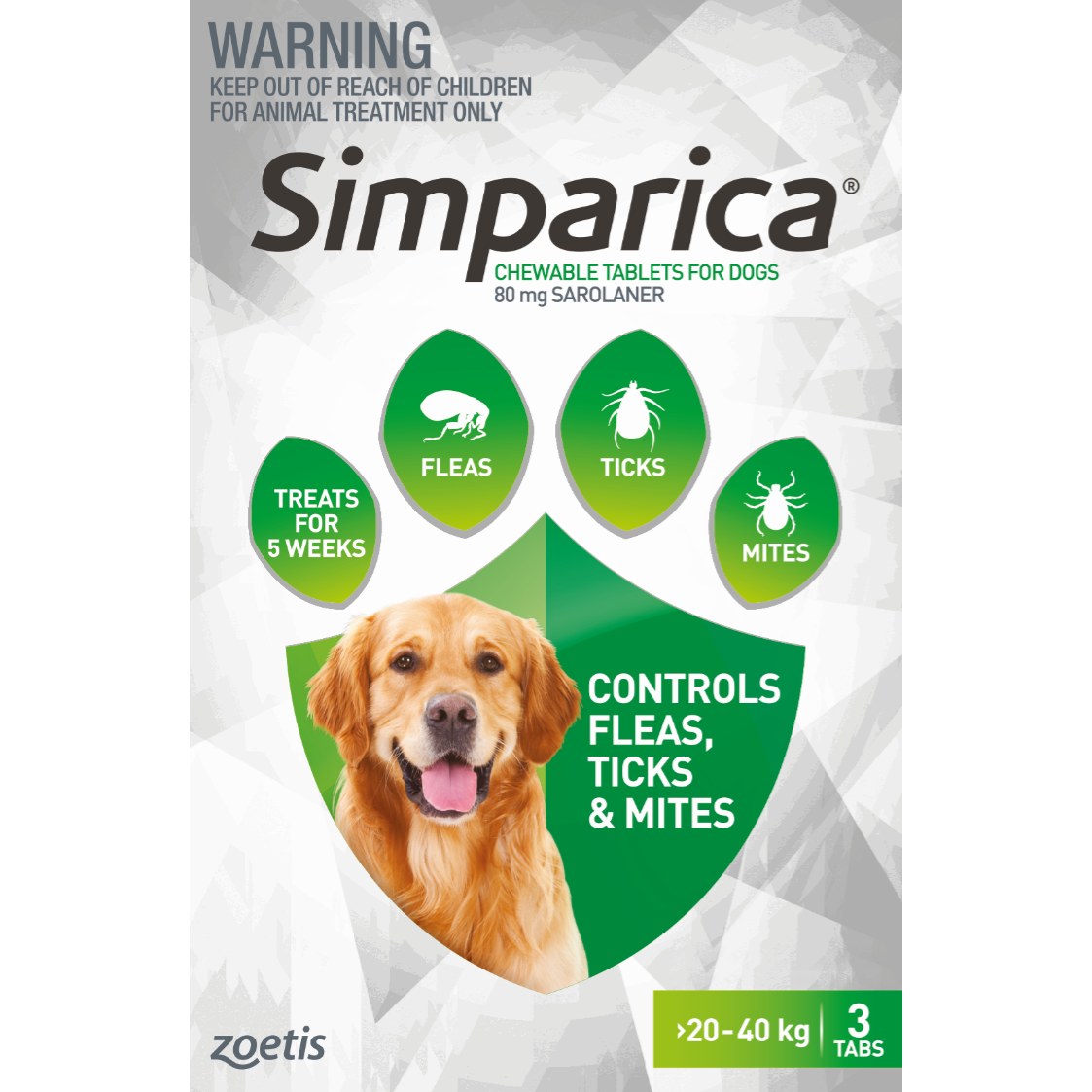 Simparica Chewable Flea Treatment for Large Dogs 20-40kg