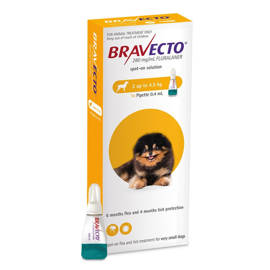 Bravecto Spot-On Flea & Tick Treatment For Very Small Dogs 2-4.5kg