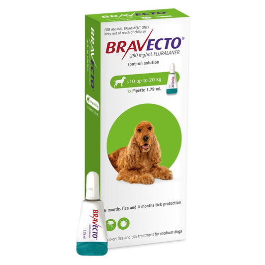 Bravecto Spot-On Flea & Tick Treatment for Medium Dogs 10-20kg