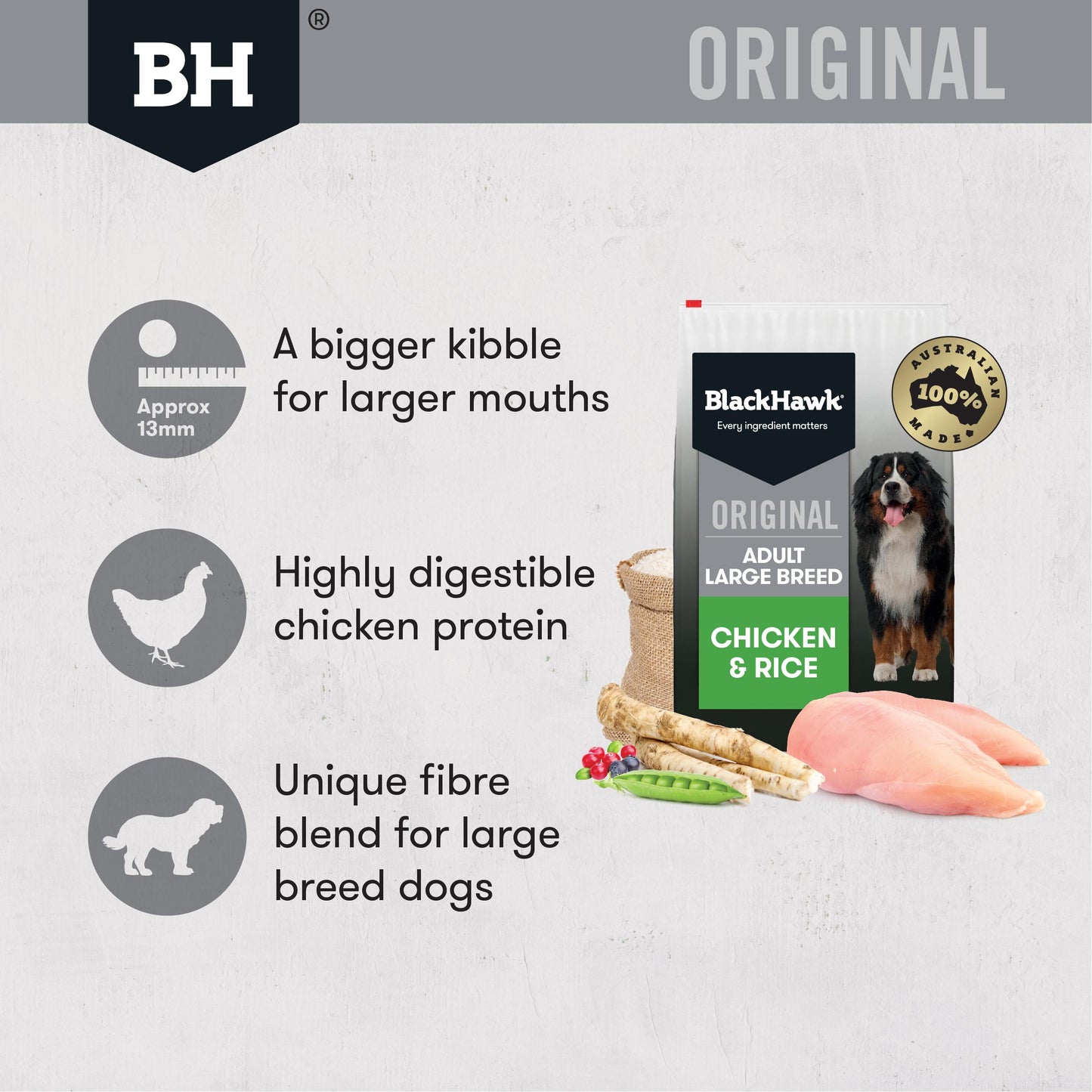 Black Hawk Adult Large Breed Chicken & Rice Dry Dog Food