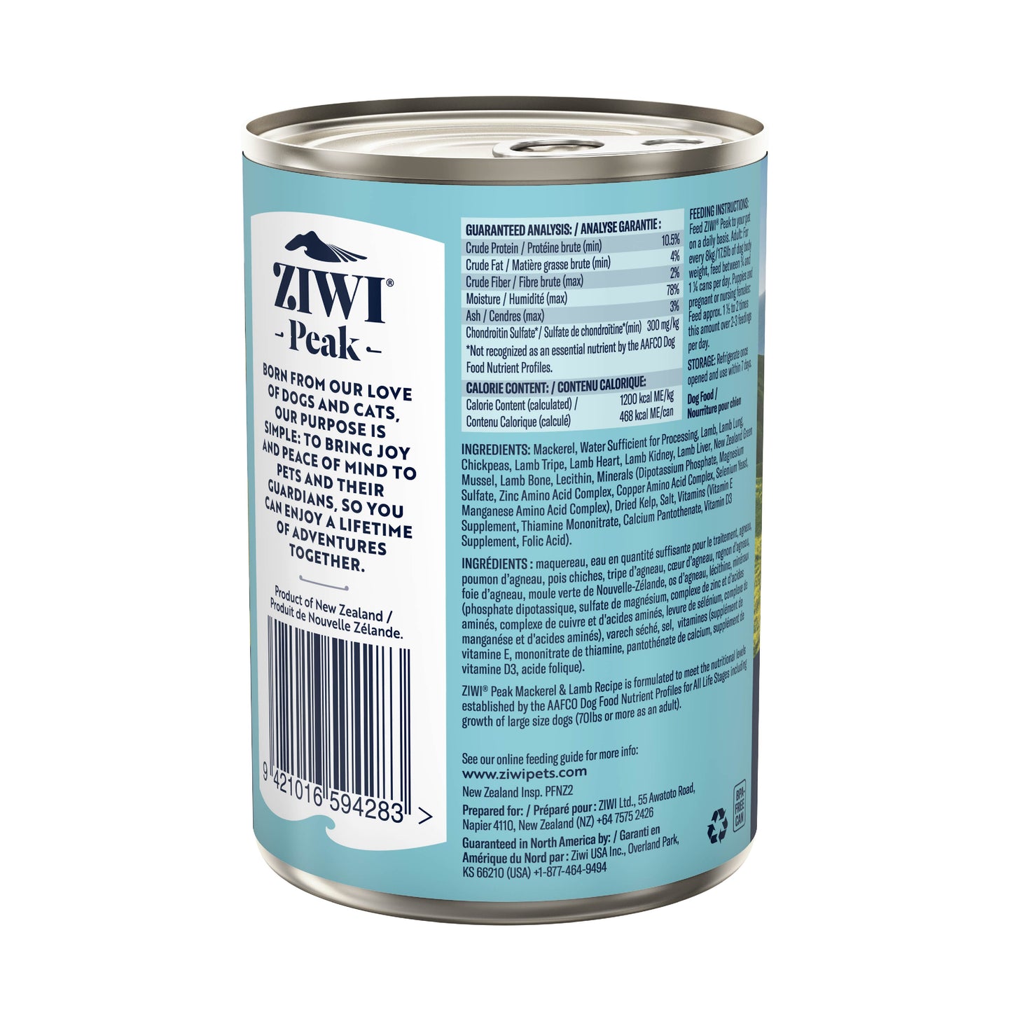 Ziwi Peak Canned Mackerel & Lamb Dog Food
