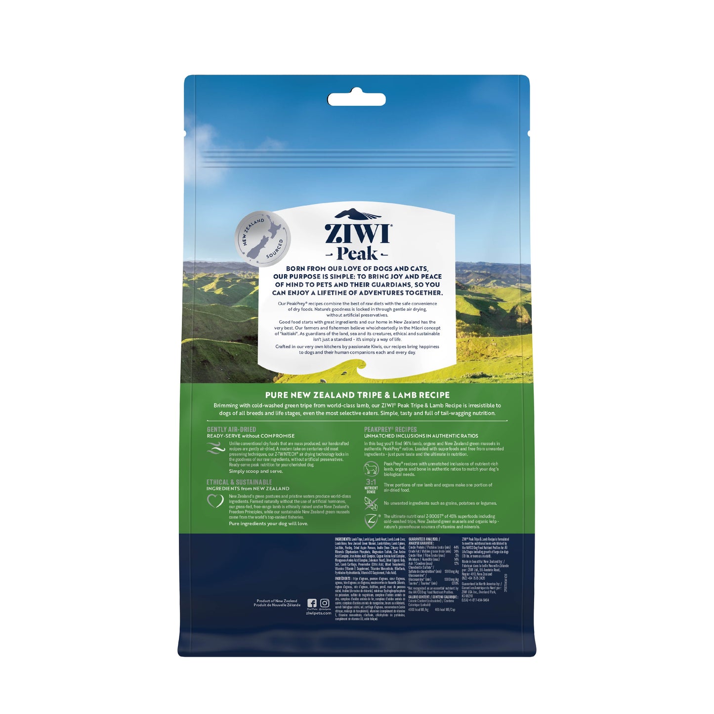 Ziwi Peak Air Dried Tripe & Lamb Dry Dog Food