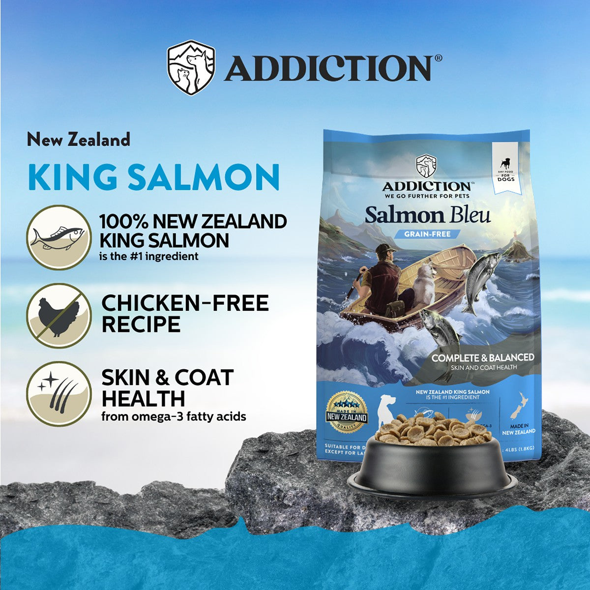Addiction Salmon Bleu Grain-Free Skin & Coat Dry Dog Food