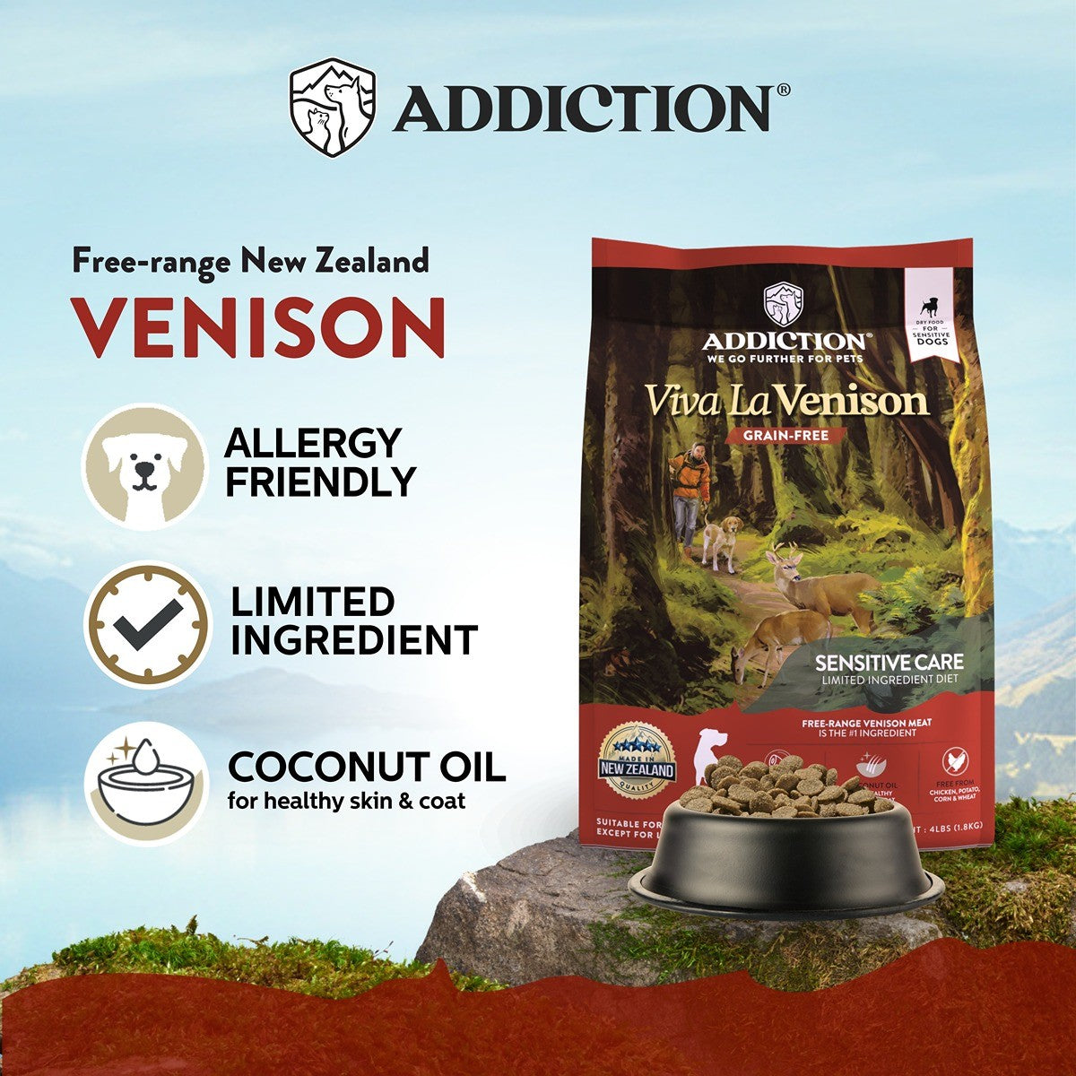 Addiction Viva La Venison Sensitive Care Dry Dog Food