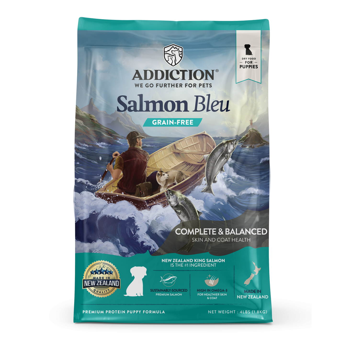 Addiction Salmon Bleu Skin & Coat Dry Puppy Food