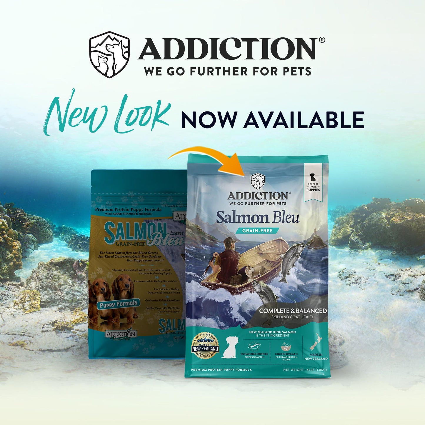 Addiction Salmon Bleu Skin & Coat Dry Puppy Food