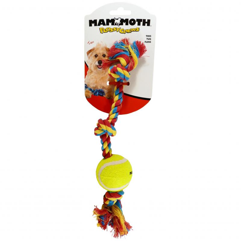 Mammoth 3 Knot Tug with Tennis Ball Dog Toy