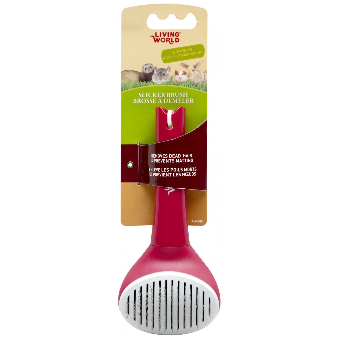 Living World Small Animal Slicker Brush Self Cleaning